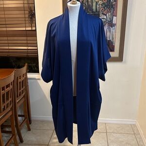 NATORI Blue Oversized Women's Kimono Sweater with Pockets Size S (Can Upsize)
